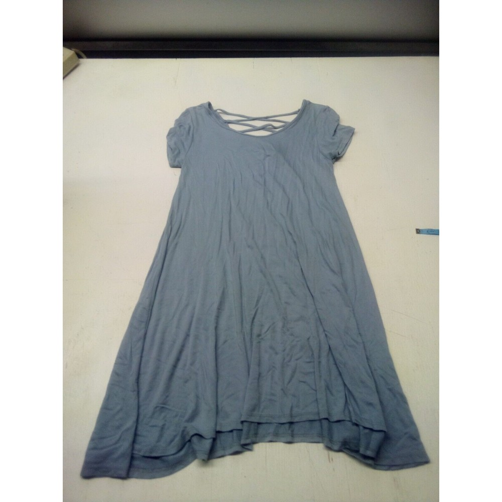 Objex Women’s Light Blue Short Sleeve Strap Back Size Small Dress Made In USA